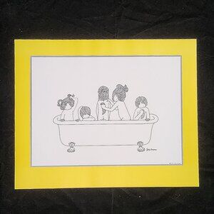 Julie Corsover Children's Prints "Bathtub" Yellow - Vintage 1973 Unframed: New